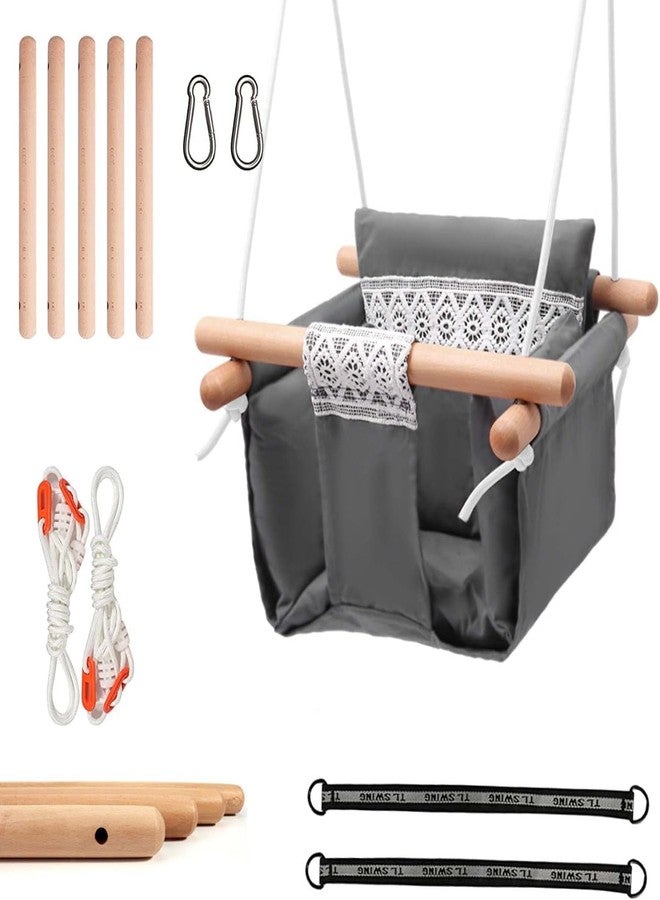 MAPPLE CREATION Wooden Toddler Swing Chair Baby Toddler Swing Boys for Outside Hanging Rope Swing Toddler Lace Design Baby Swing Chair for Backyard Garden - Image 1